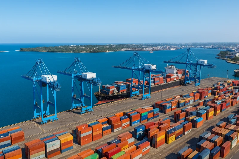 Aerial view of Mombasa Port showing Kenya’s main trade hub under daylight