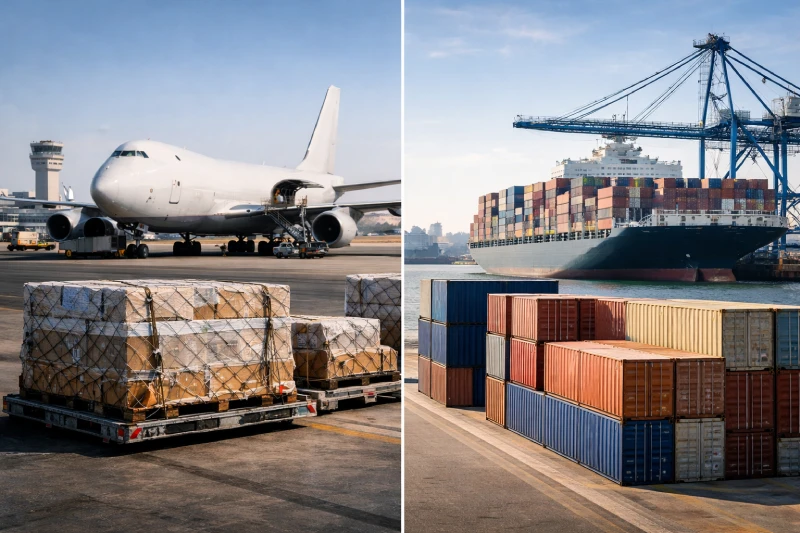 مقارنة بين الشحن الجوي والبحري من الصين إلى السعودية للبضائع التجارية
