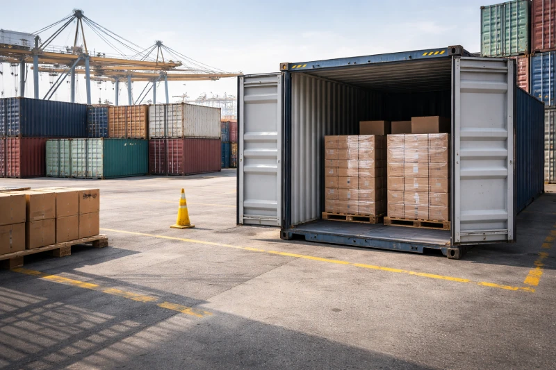 مشهد التفتيش بالميناء يوضح مخاطر التخليص الجمركي للواردات التجارية إلى المملكة العربية السعودية
