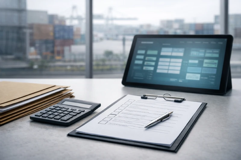 DDP shipping cost analysis for China to UAE imports, illustrating logistics documents, cost planning, and transparent landed cost evaluation