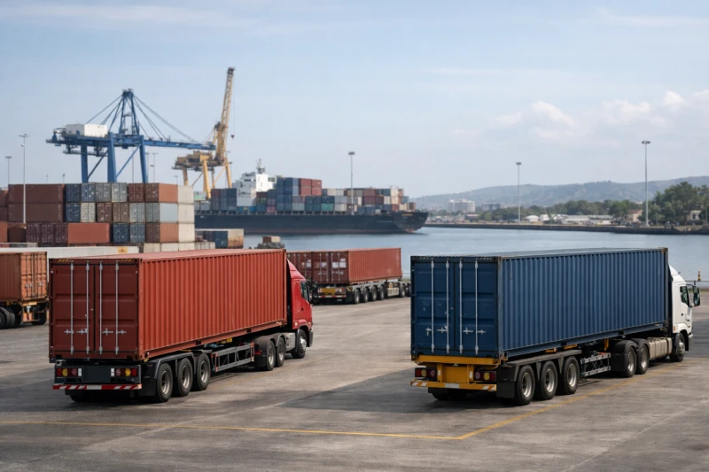 DDP shipping from China to Tanzania showing sealed containers in a professional door-to-door international logistics environment