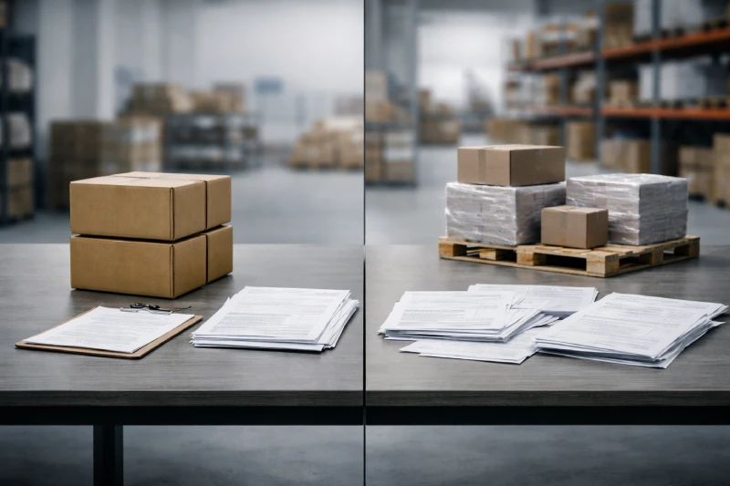 Сравнение простой и консолидированной схем перевозки с различными уровнями документации