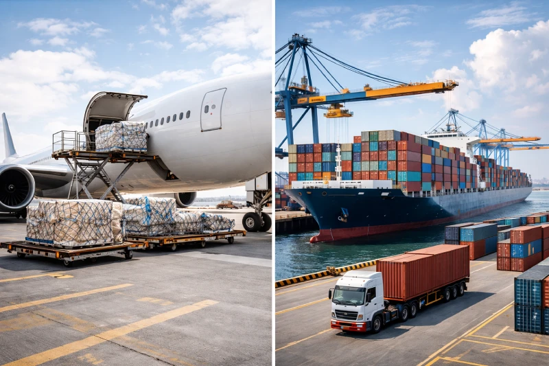 comparison of air freight and sea freight transportation in international logistics