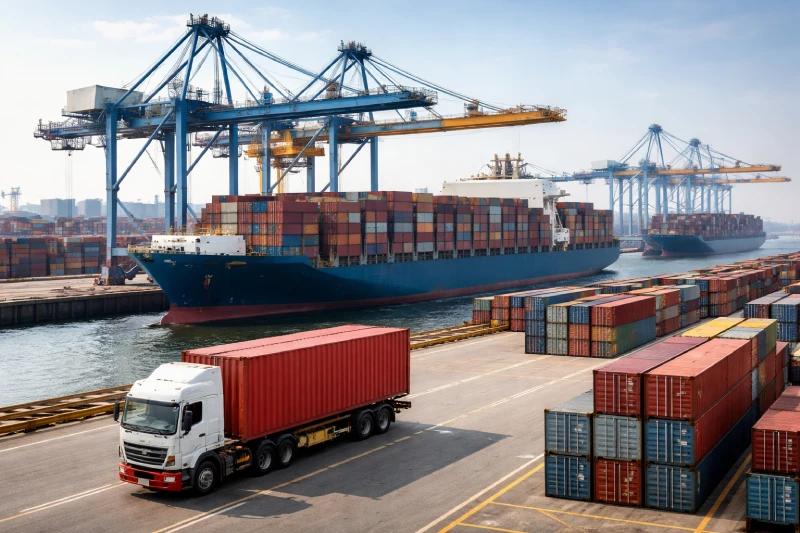 container shipping logistics from China to Cameroon at international cargo port