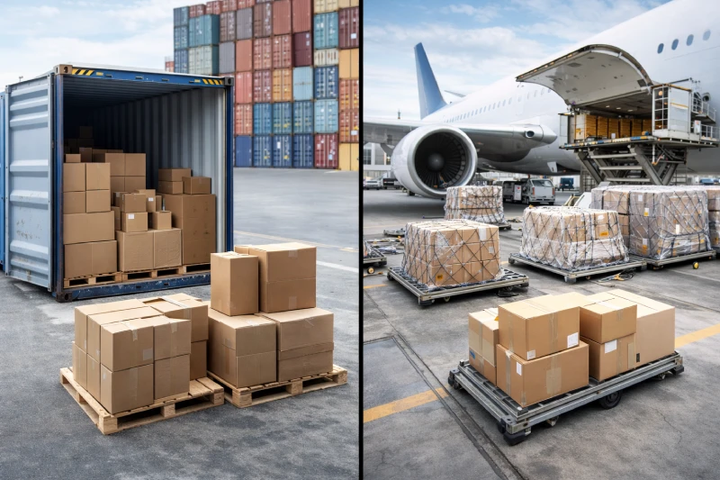 Comparison of sea freight and air freight shipping methods from China to Ghana