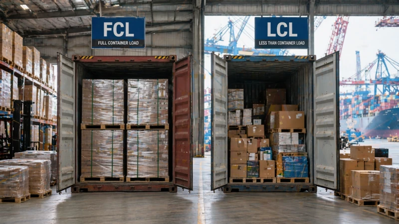 FCL vs LCL sea freight loading comparison for cargo shipped from China to Ghana