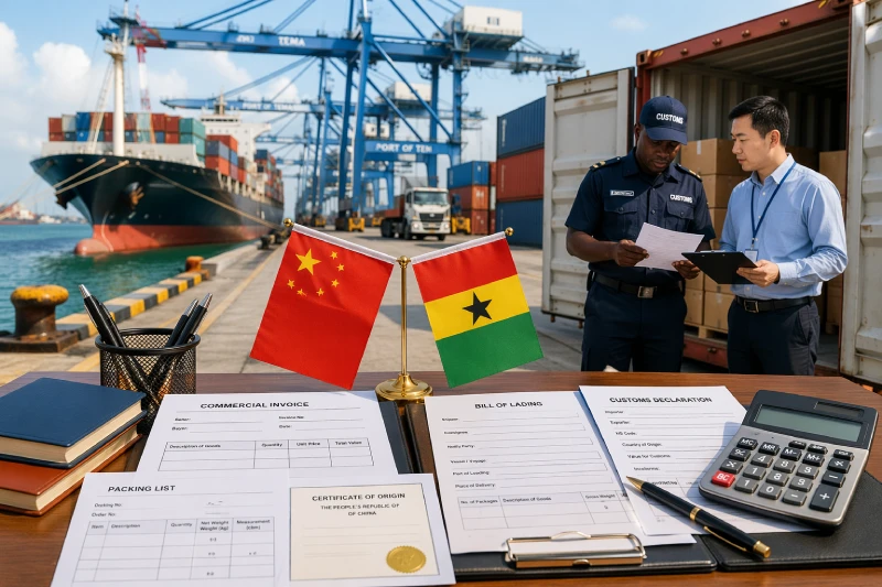 Customs clearance process for goods imported from China to Ghana at Tema Port