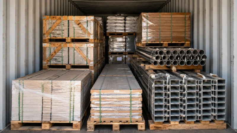 Efficient palletized container loading for building materials shipping to UAE