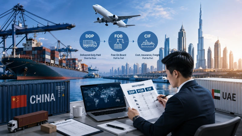 DDP vs FOB vs CIF shipping comparison for cargo imports from China to UAE