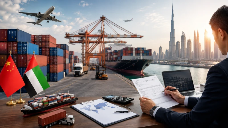 Importing cargo from China to UAE with sea freight containers and logistics operations