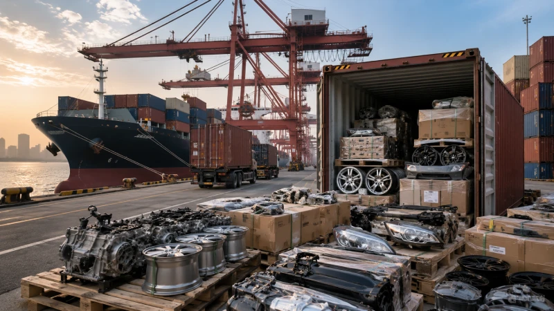Shipping auto parts from China to Saudi Arabia at container port