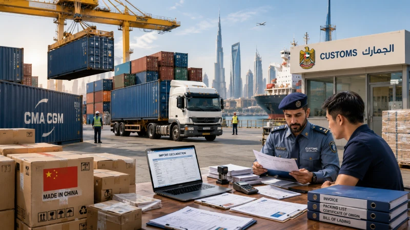 UAE customs clearance process for international freight shipments from China