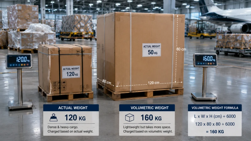 Volumetric weight comparison for air freight shipping from China to Saudi Arabia