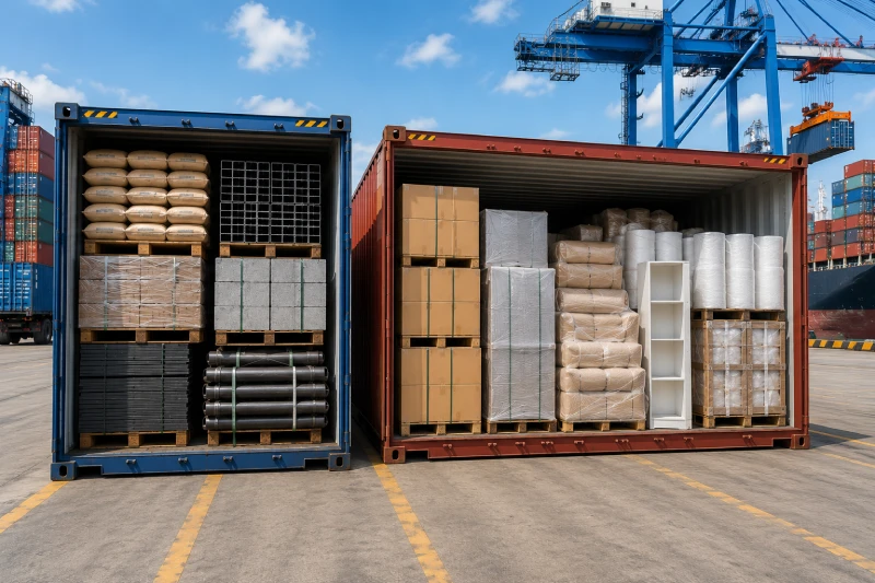 Comparison of 20ft and 40ft shipping containers showing cargo capacity and cost efficiency for Qatar imports