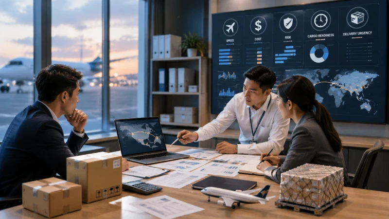 Air freight decision framework comparing speed cost and risk for shipments from China to Qatar