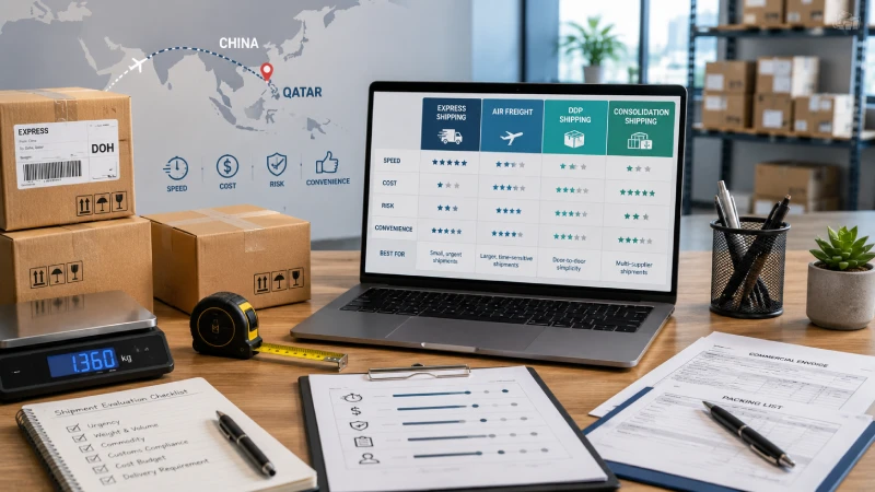 Cost, speed, and risk comparison for express shipping from China to Qatar