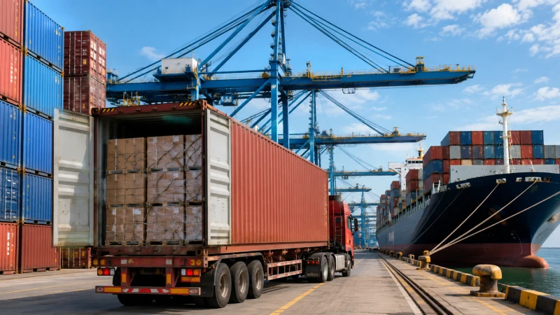 Full container loaded with cargo at a Chinese port ready for shipment to Qatar, representing supply chain control and inventory planning.