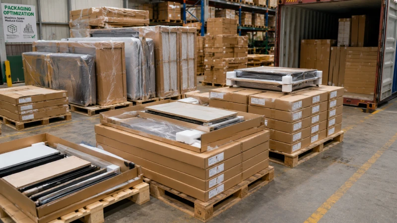 Optimized furniture packaging design improving container space utilization and lowering freight costs