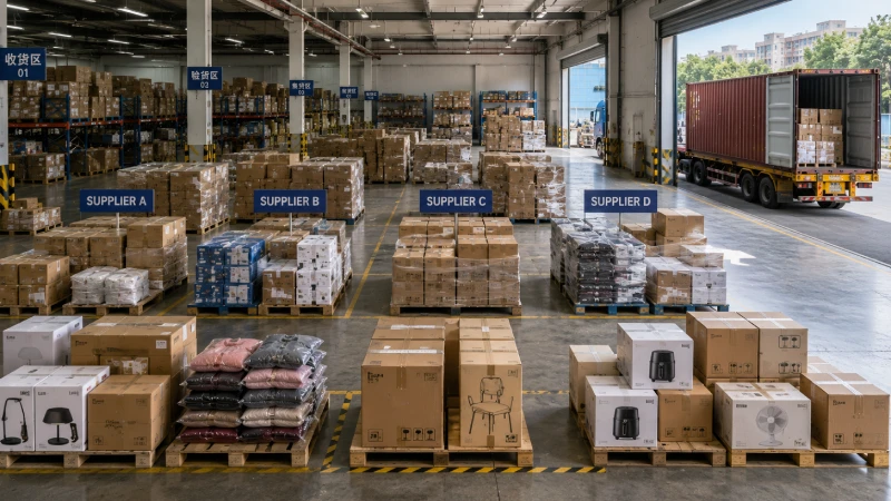 Guangzhou warehouse consolidating multi-supplier cargo for shipping to Qatar
