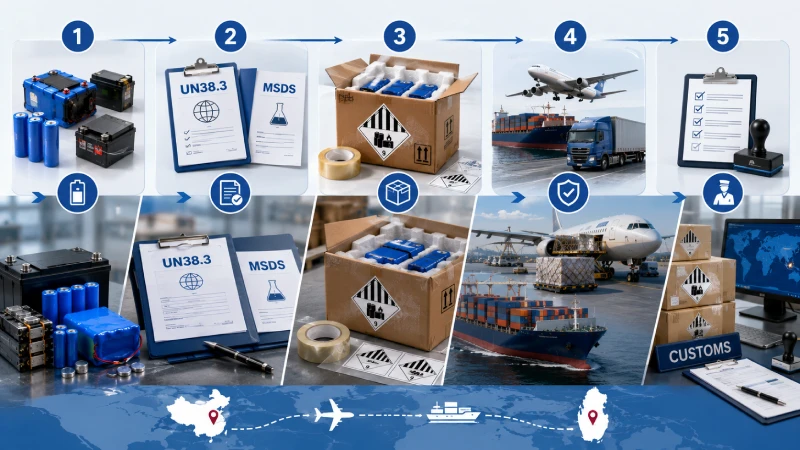 Lithium battery shipping compliance workflow for UN38.3 MSDS packaging carrier approval and Qatar customs clearance