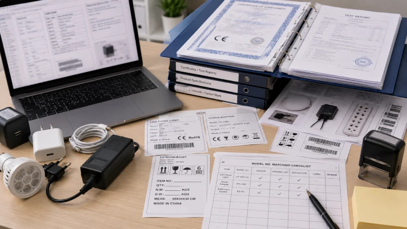 Electrical product label and compliance document review before shipping to Qatar