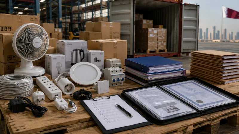 ALT: Shipping electrical products from China to Qatar with compliance documents and cargo inspection preparation