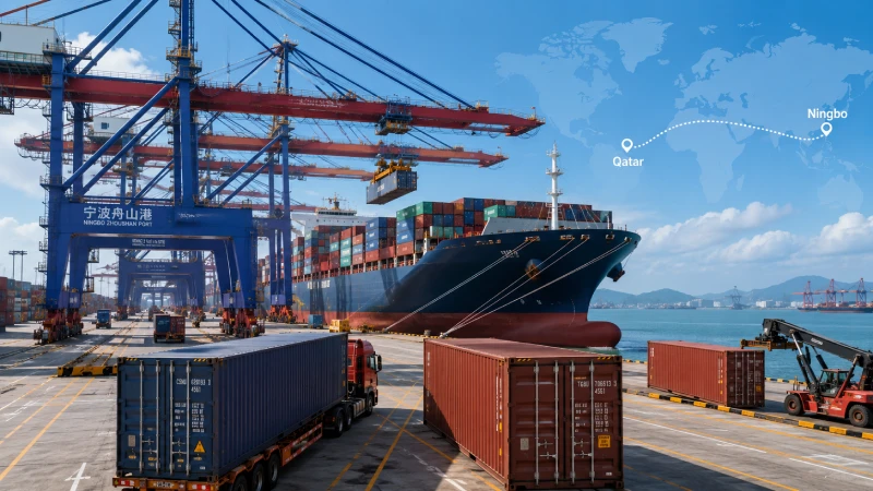 Industrial cargo and machinery parts prepared for container loading from Ningbo to Qatar