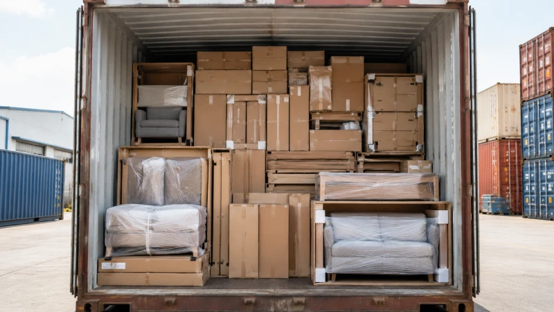 40ft container loaded with flat-pack furniture for efficient shipping from China to Qatar