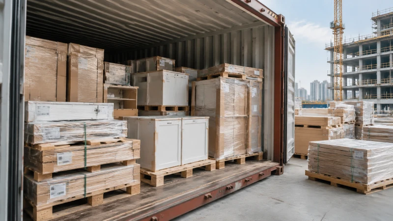 Kitchen cabinets shipped from China to Qatar organized for phased construction delivery and installation scheduling