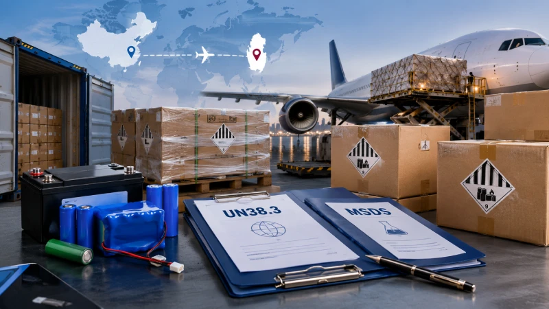 Lithium battery shipping from China to Qatar with dangerous goods compliance documents and air cargo logistics