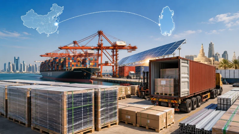 ALT: Shipping solar products from China to Qatar with solar panels, containers, and Qatar project logistics