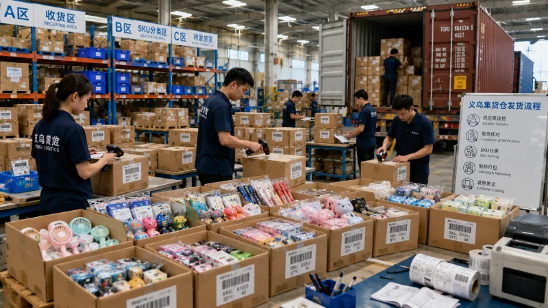 Yiwu consolidation warehouse sorting mixed SKU cartons for shipping to Qatar
