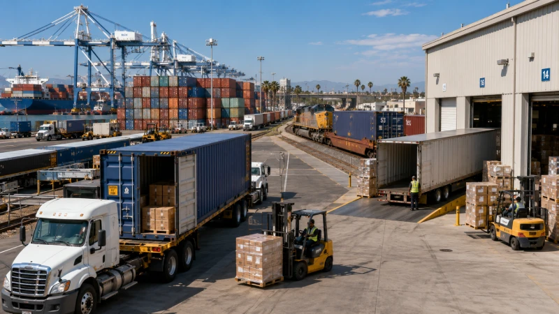 Container drayage, transloading and rail delivery from the Los Angeles–Long Beach port gateway.