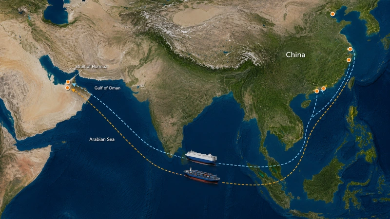 China to UAE car shipping routes and destination ports