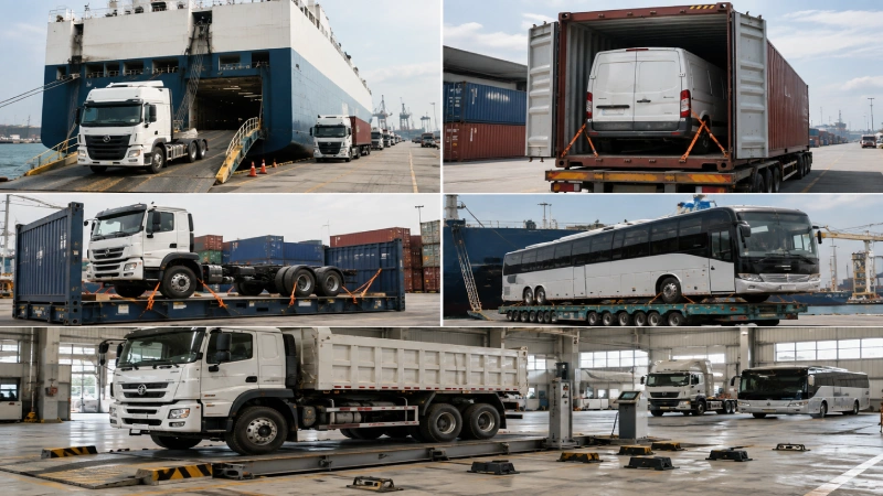 Commercial truck dimensions, weight and lashing points checked before shipping from China