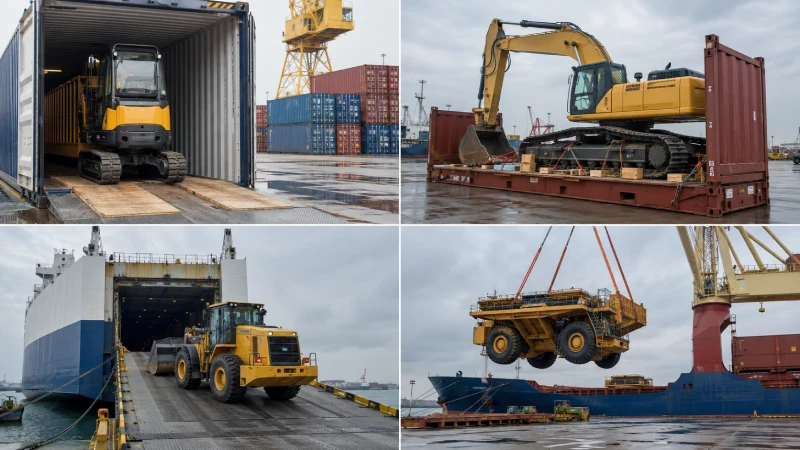 Container, flat rack, RoRo and breakbulk options for shipping construction machinery to Ghana