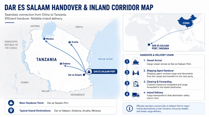 Dar es Salaam Port handover and inland delivery corridors to Dodoma, Arusha, Mwanza and other Tanzania destinations
