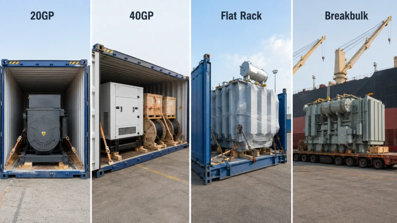 20GP, 40GP, flat rack and breakbulk options for shipping heavy electrical equipment
