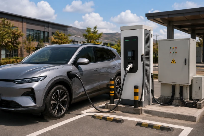 Electric vehicle using a professionally installed charging station in Ethiopia