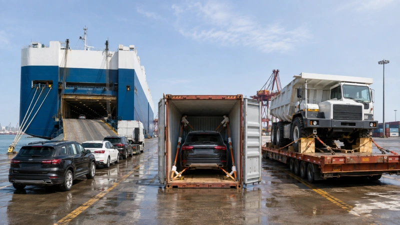 Comparison of RoRo, container and flat rack vehicle shipping methods from China