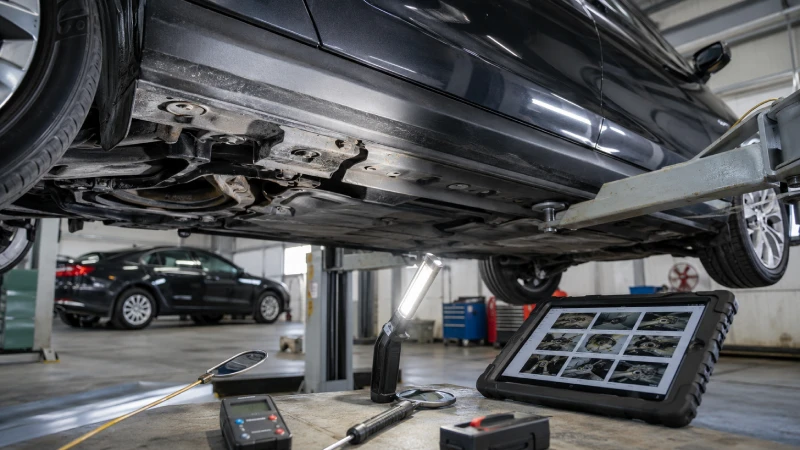 Structural accident and flood damage inspection of a used car in China