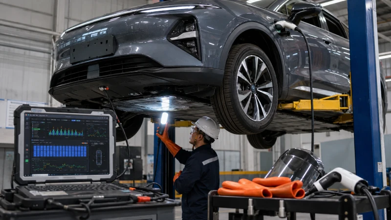 Used EV battery health and diagnostic inspection before export from China