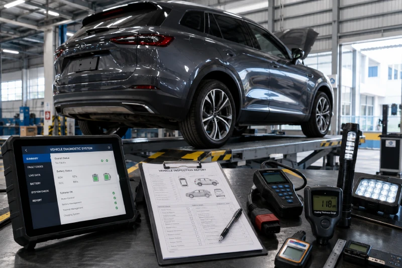 Pre-shipment inspection of a vehicle before export from China