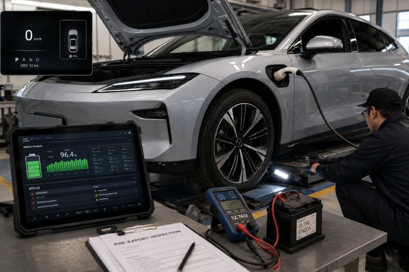 Independent inspection of battery and vehicle condition on a low-mileage electric car in China