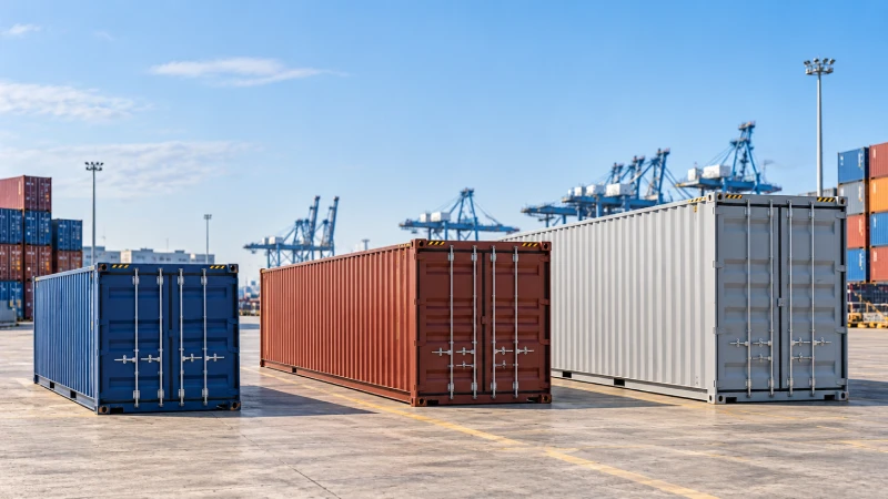 20GP 40GP and 40HC shipping containers shown side by side for size comparison
