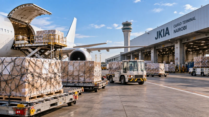 International air cargo arriving at JKIA Nairobi for customs clearance and local delivery