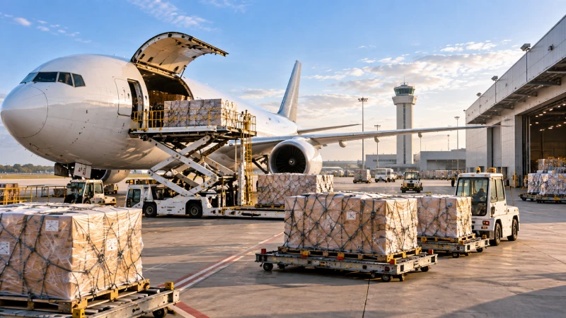 Air freight cargo from China arriving at Nairobi JKIA for customs clearance and delivery