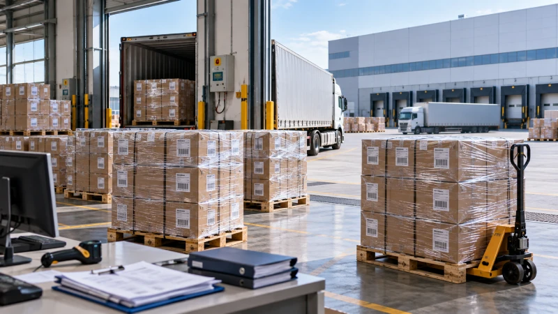 Customs-cleared pallet shipment prepared for final delivery to an Amazon FBA warehouse in Germany