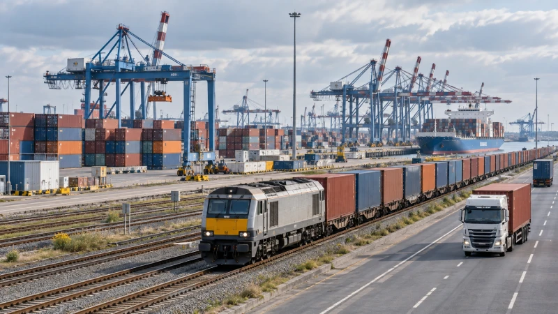 Container rail and truck inland delivery from Bremerhaven port across Germany