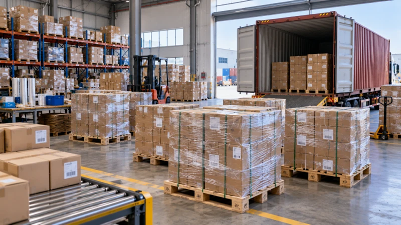 Cargo consolidated and palletised in a China warehouse before shipping to a Kenya warehouse